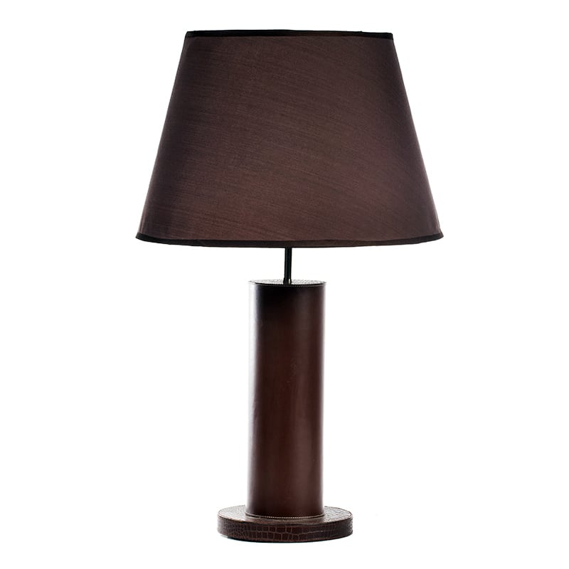 Artekko Croco Δερμάτινο Καφέ Πορτατίφ Χωρίς Καπέλο (E27) (20x20x48)cm Artekko 181-0096