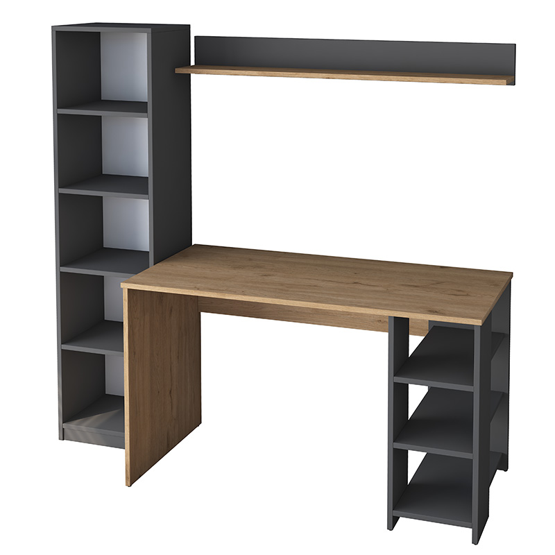Γραφείο με βιβλιοθήκη Goldie pakoworld ανθρακί-φυσικό 160x45x161.8εκ 182-000048 Γραφείο με βιβλιοθήκη Goldie pakoworld ανθρακί-φυσικό 160x45x161.8εκ 182-000048