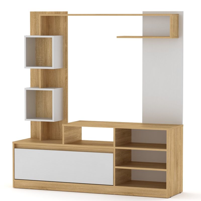 Σύνθετο σαλονιού Aiden pakoworld sonoma-λευκό 150×38.5×160εκ 184-000073 Σύνθετο σαλονιού Aiden pakoworld sonoma-λευκό 150×38.5×160εκ 184-000073