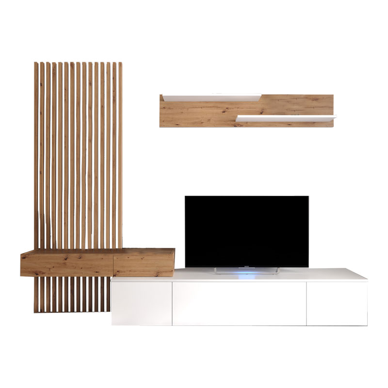 Σύνθετο σαλονιού Litende pakoworld sonoma-λευκό 249.5x42x199.5εκ 192-000032 Σύνθετο σαλονιού Litende pakoworld sonoma-λευκό 249.5x42x199.5εκ 192-000032