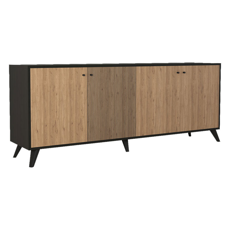 Μπουφές Flipter pakoworld μελαμίνης oak-μαύρο 180x40x78,6εκ 197-000176 Μπουφές Flipter pakoworld μελαμίνης oak-μαύρο 180x40x78,6εκ 197-000176