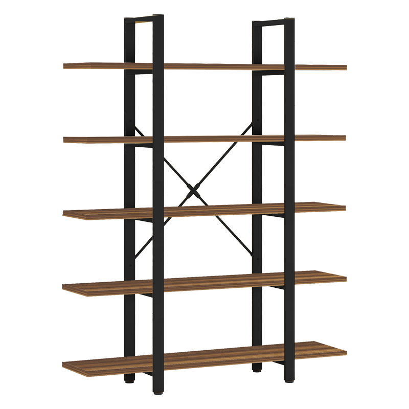 Βιβλιοθήκη Esthon pakoworld καρυδί-μαύρο μέταλλο 120x28x180εκ 197-000228