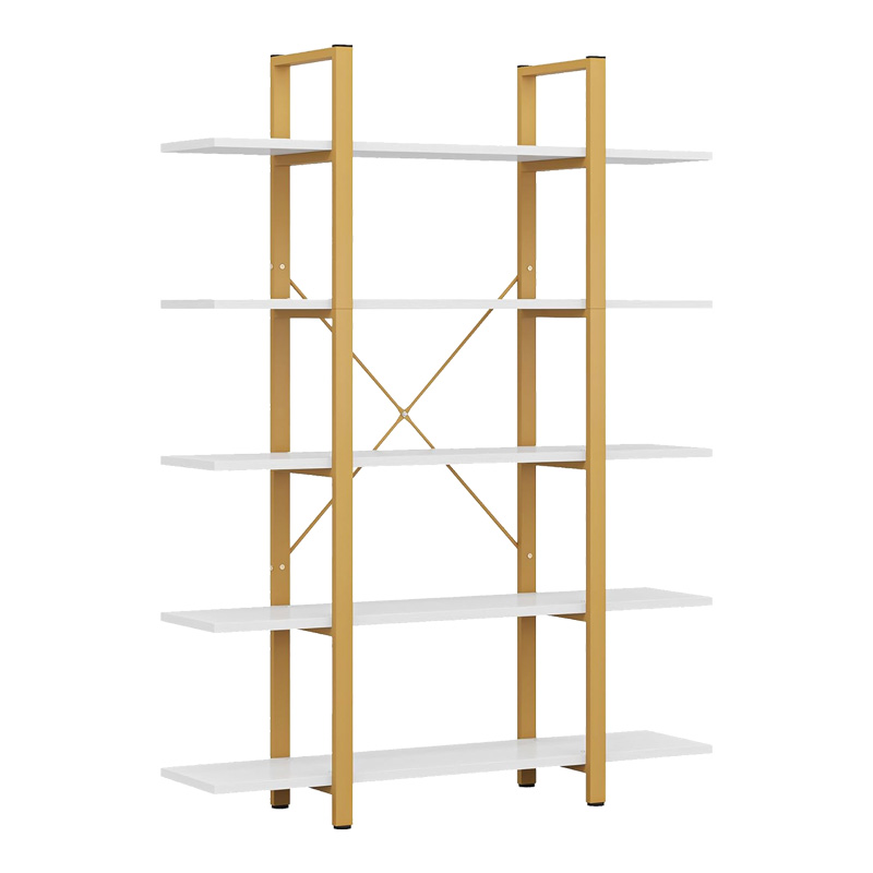 Intrahome Βιβλιοθήκη Esthon Intrahome σε λευκή όψη μαρμάρου με χρυσό μέταλλο 120x28x180εκ | SKU: INTRAPA-208111415