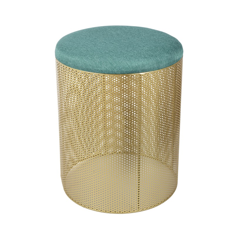 Artekko Stool Τραπεζάκι Βοηθητικό/Σκαμπώ Μεταλλικό Χρυσό/Γαλάζιο (40x40x46)cm Artekko 19CF1264