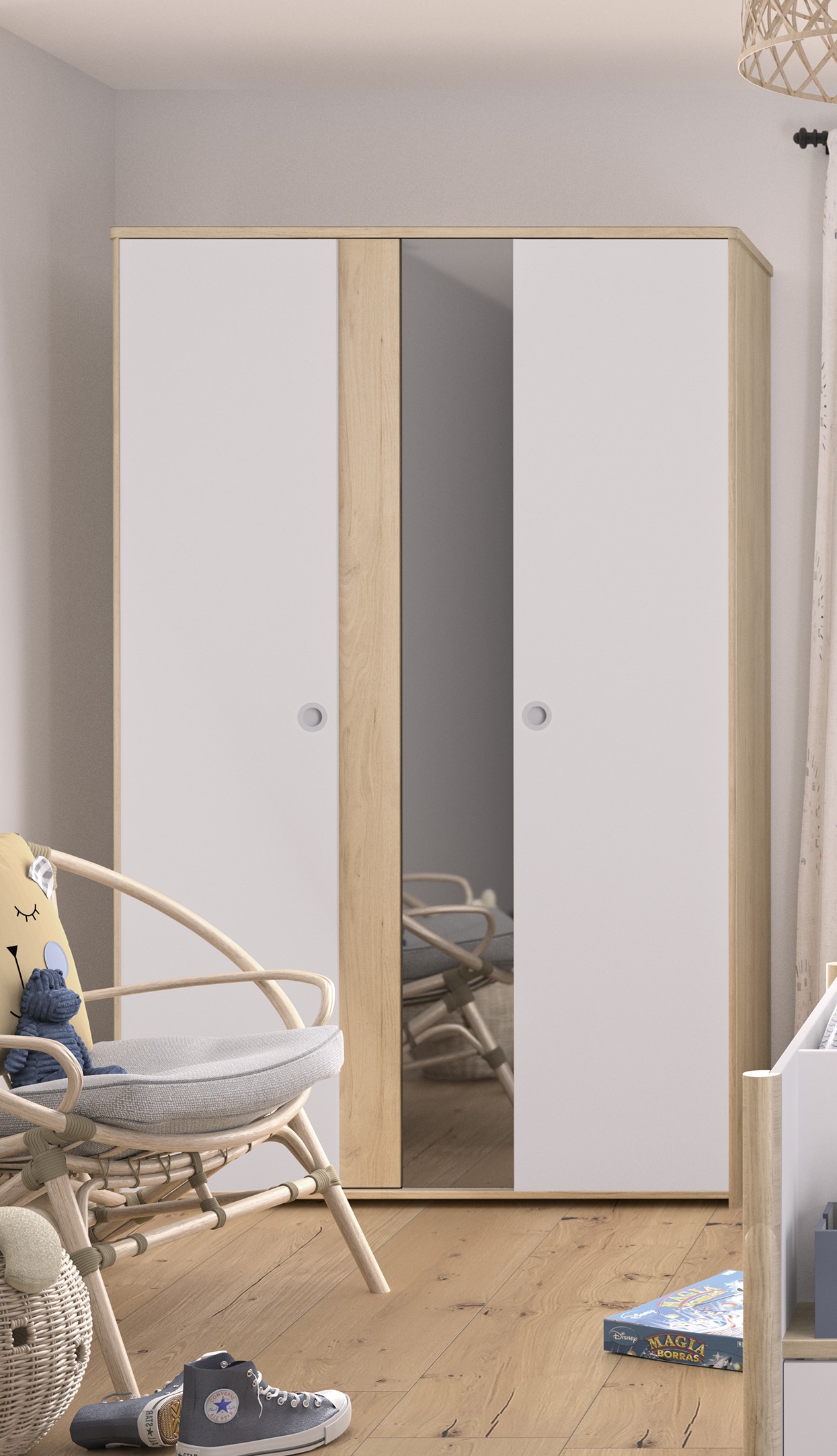 Insi Matis ντουλάπα με 2 πόρτες και καθρέφτη 130x60x202εκ. Natural Chestnut / Λευκό 0201.GM78 Insi Matis ντουλάπα με 2 πόρτες και καθρέφτη 130x60x202εκ. Natural Chestnut / Λευκό 0201.GM78