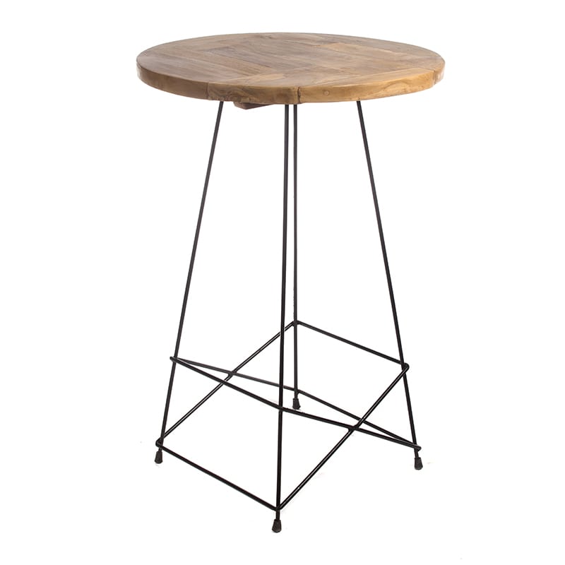 Artekko Okens Τραπέζι Μπαρ Ξύλινο με Σιδερένια Βάση (80x80x110)cm Artekko 201-0351