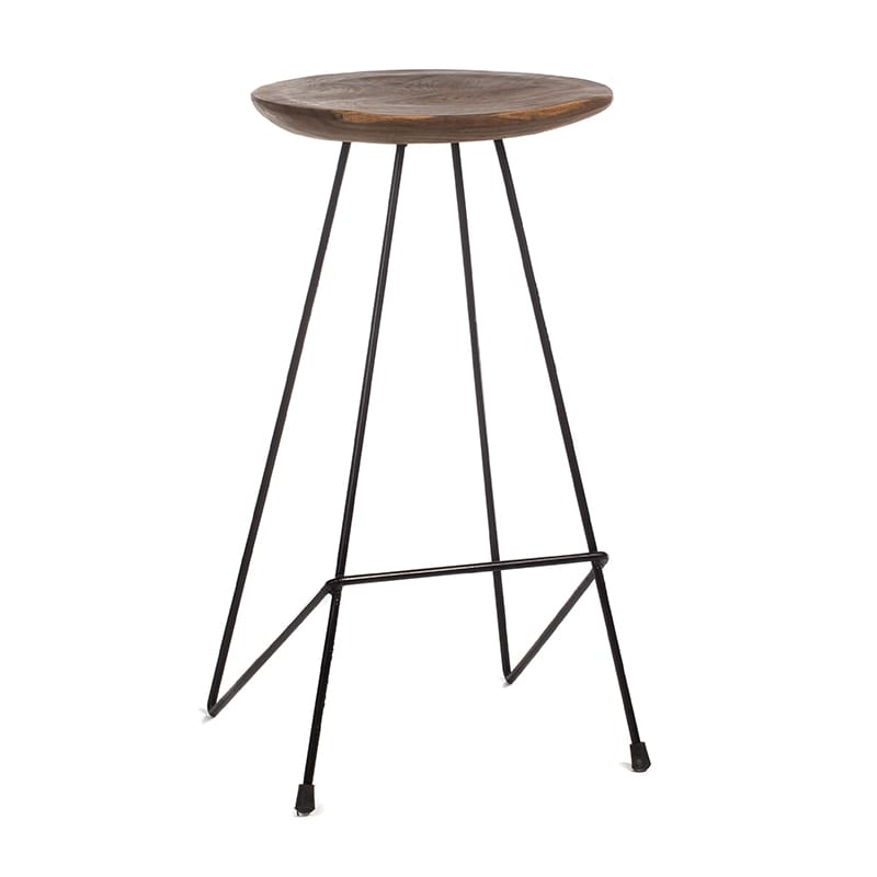 Artekko Gluah Σκαμπώ Μπαρ Ξύλινο με Σιδερένια Βάση (43x40x76)cm Artekko 201-0379