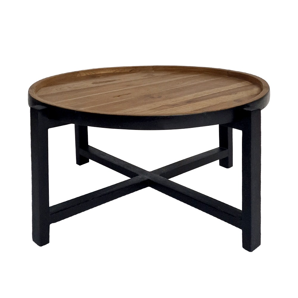 Artekko Munggur Ξύλινο Τραπέζι Σαλονιού σε Φυσική Απόχρωση με Μαύρο Σκελετό (Φ74x38)cm Artekko 201-0474