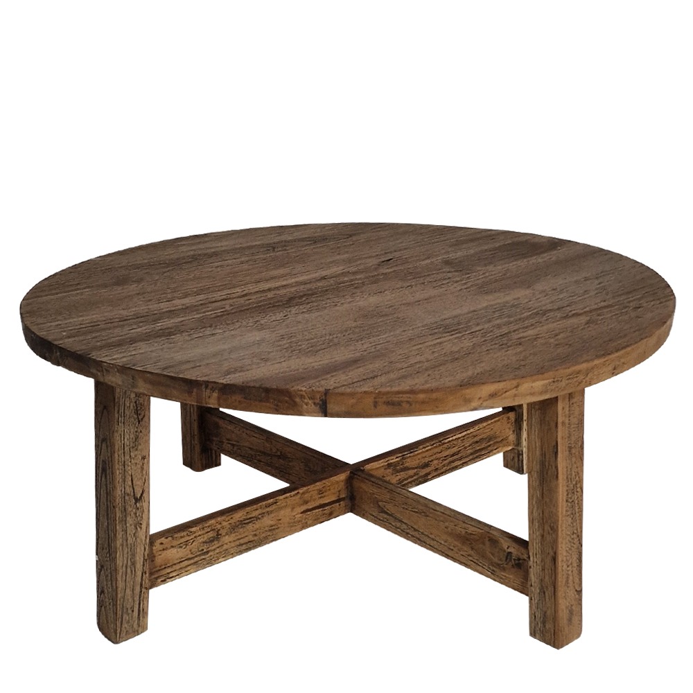 Artekko Munggur Ξύλινο Τραπέζι Σαλονιού σε Φυσική Απόχρωση με Μαύρα Νερά (Φ90x41)cm Artekko 201-0475