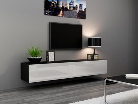 TV Stand VIGO RTV 180 black/white DIOMMI CAMA-VIGO-RTV-180-CZARNY/BIAŁY POŁYSK DIOMMI-60-20123 TV Stand VIGO RTV 180 black/white DIOMMI CAMA-VIGO-RTV-180-CZARNY/BIAŁY POŁYSK DIOMMI-60-20123