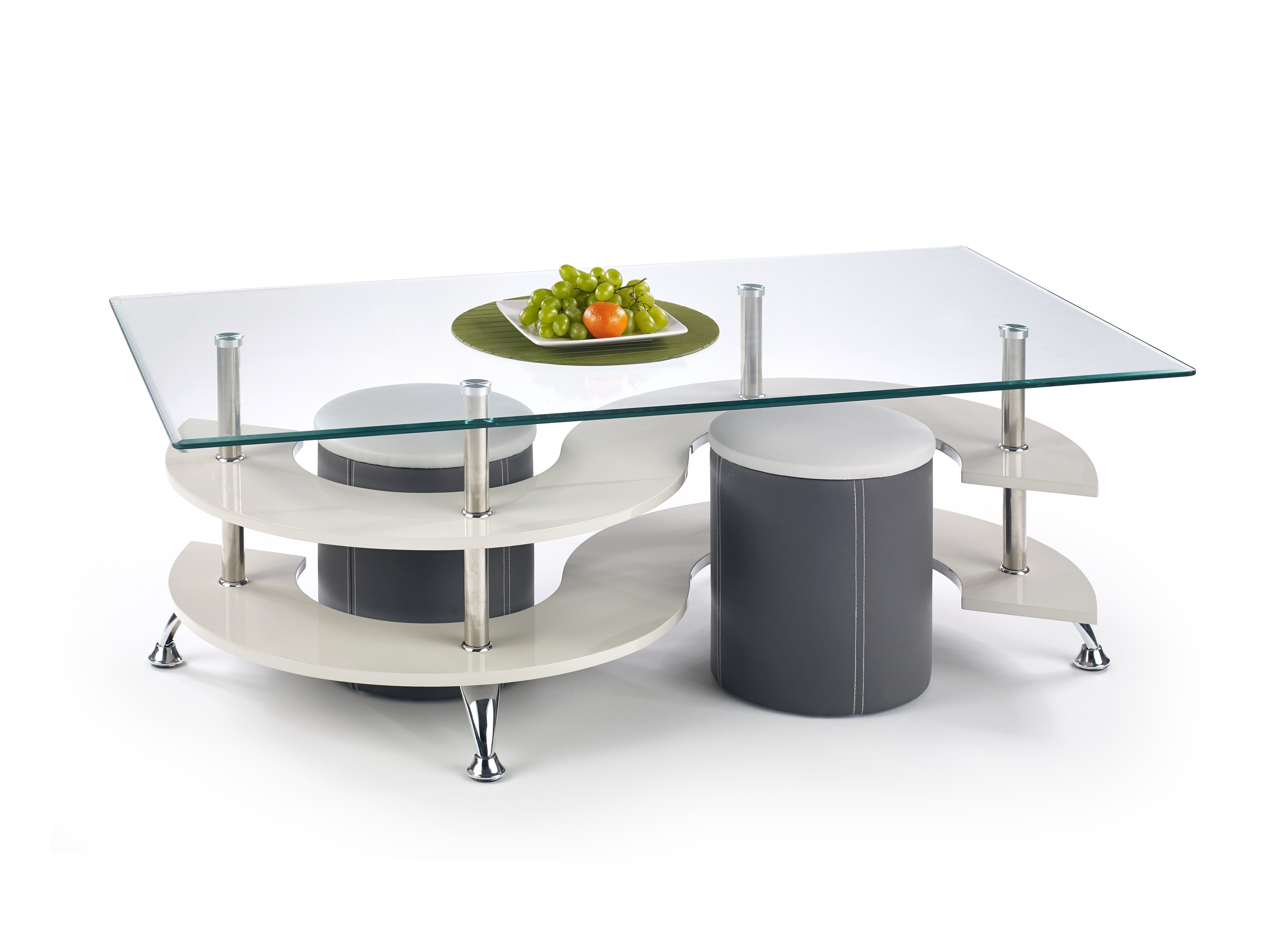 NINA 5 coffee table with pouffes color: grey / dark grey DIOMMI V-CH-NINA_5-LAW DIOMMI-60-21604