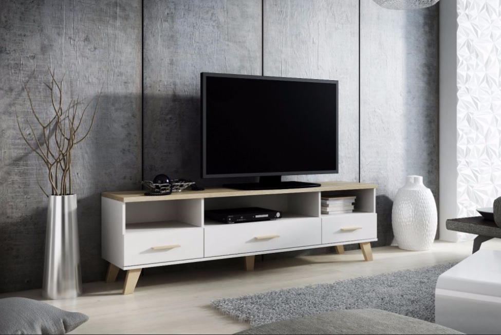 TV stand LOTTA 180 3s3K dimond white/lsonoma oak DIOMMI CAMA-LOTTA-RTV-180-3S3K-BI/DSO DIOMMI-60-19751 TV stand LOTTA 180 3s3K dimond white/lsonoma oak DIOMMI CAMA-LOTTA-RTV-180-3S3K-BI/DSO DIOMMI-60-19751