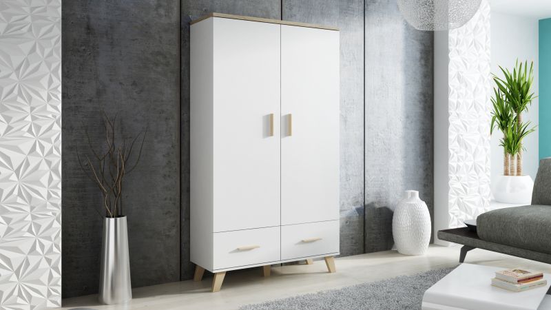 Waredrobe LOTTA dimond white/lsonoma oak DIOMMI CAMA-LOTTA-SZAFA-2D2S-BI/DSO DIOMMI-60-19753 Waredrobe LOTTA dimond white/lsonoma oak DIOMMI CAMA-LOTTA-SZAFA-2D2S-BI/DSO DIOMMI-60-19753