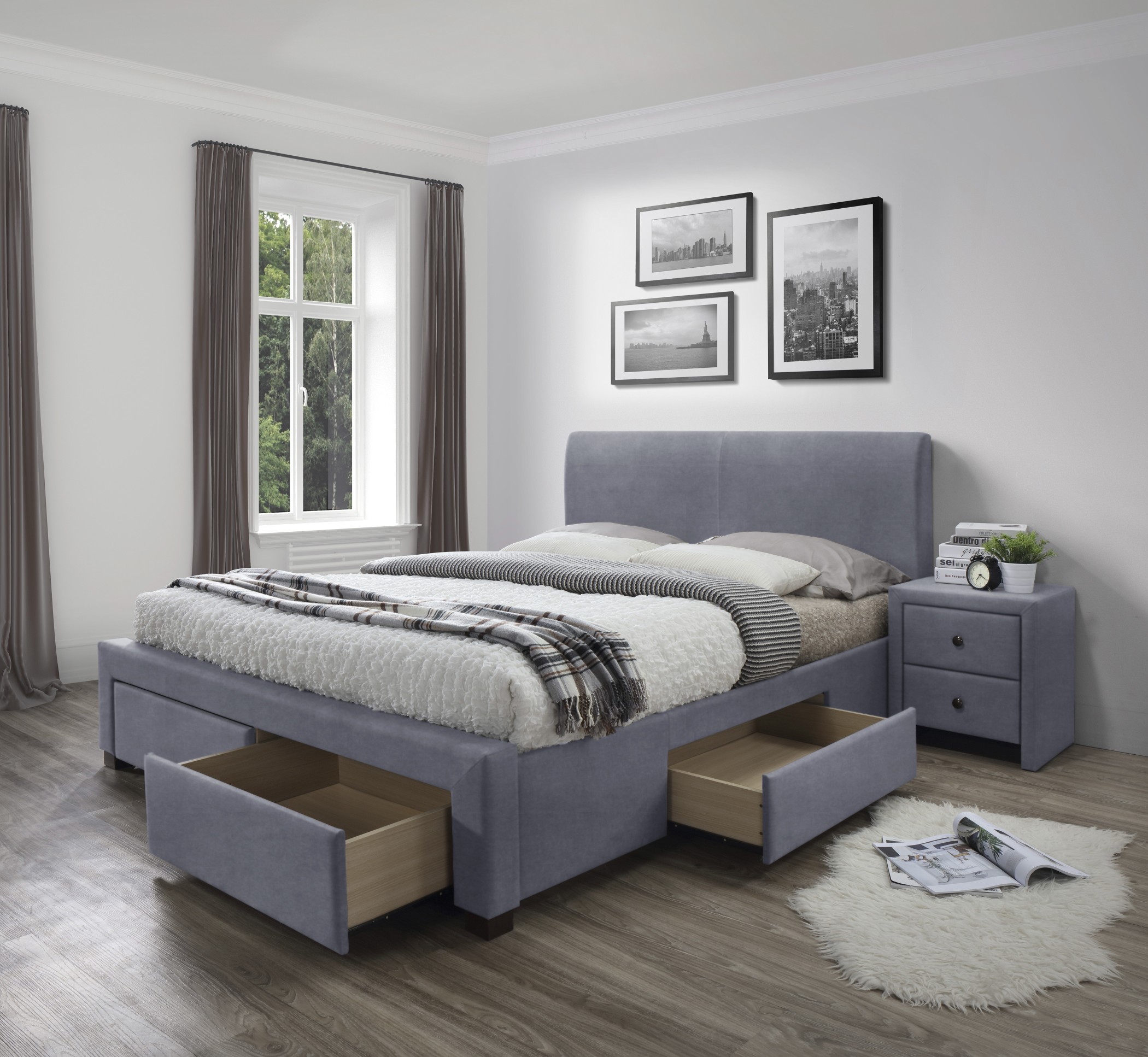 MODENA 3 bed with drawers, color: grey DIOMMI V-CH-MODENA_3-LOZ-POPIEL DIOMMI-60-21554 MODENA 3 bed with drawers, color: grey DIOMMI V-CH-MODENA_3-LOZ-POPIEL DIOMMI-60-21554