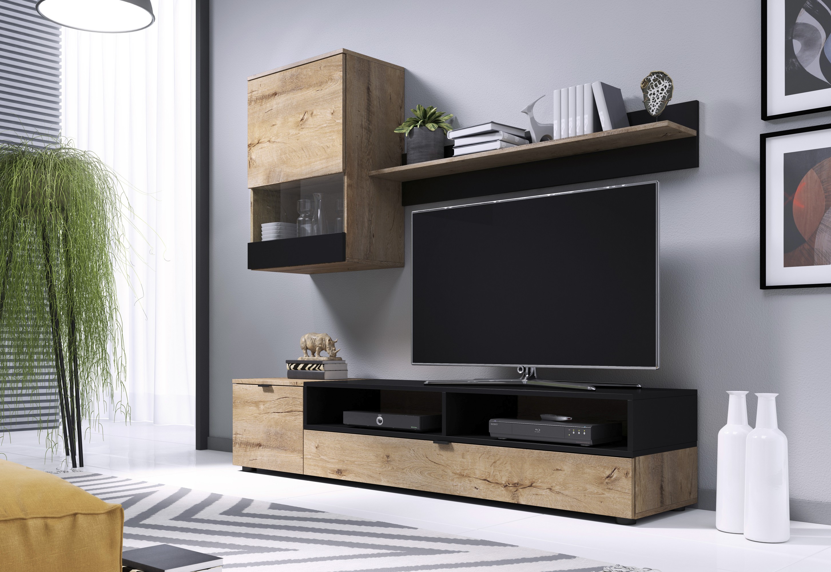 SNAP, wall set color: lefkas oak / black matt DIOMMI V-PL-SNAP-LEFKAS DIOMMI-60-22711 SNAP, wall set color: lefkas oak / black matt DIOMMI V-PL-SNAP-LEFKAS DIOMMI-60-22711