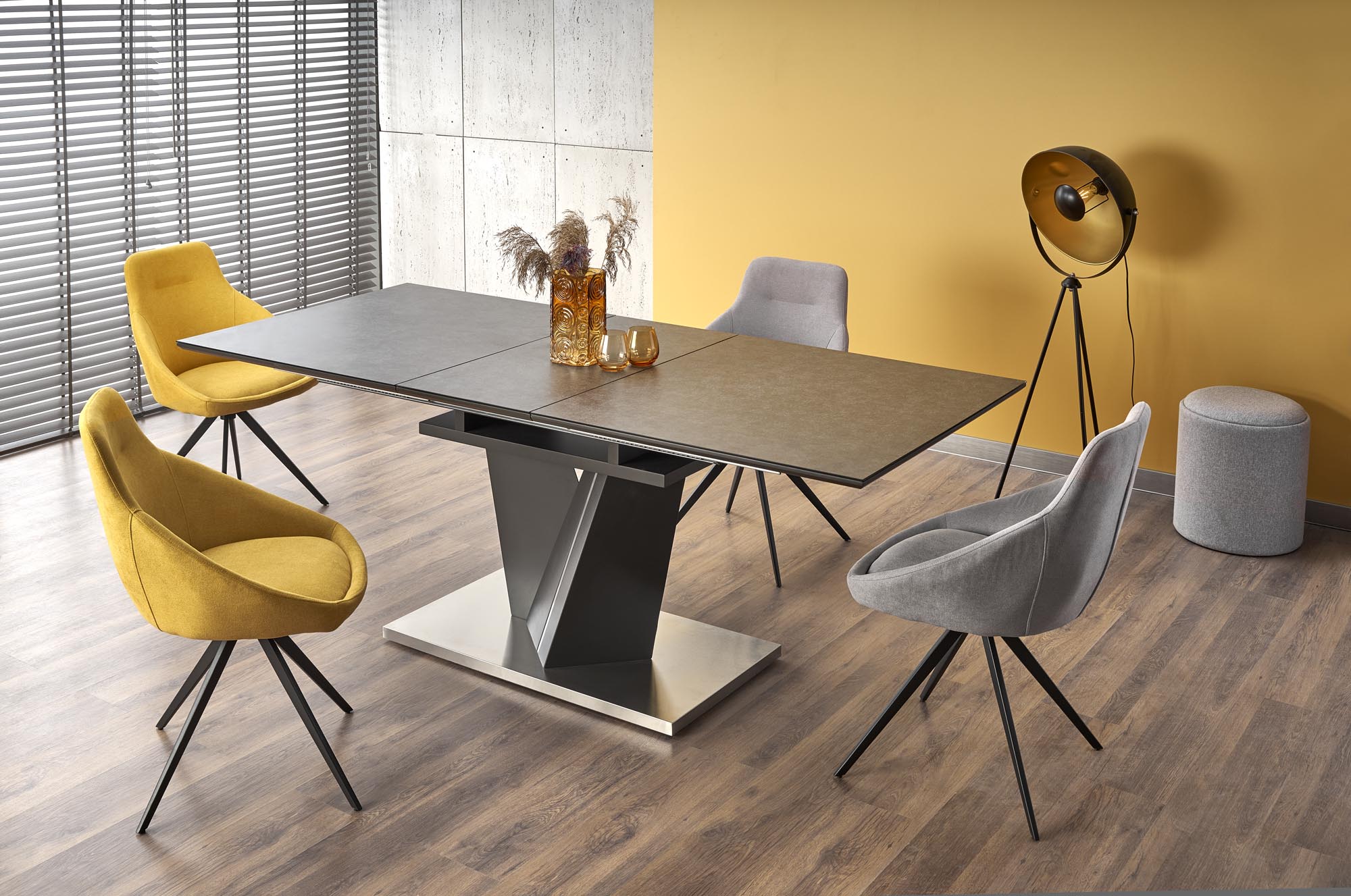 SALVADOR extension table, color: top - dark grey, legs - dark grey DIOMMI V-CH-SALVADOR-ST DIOMMI-60-21772