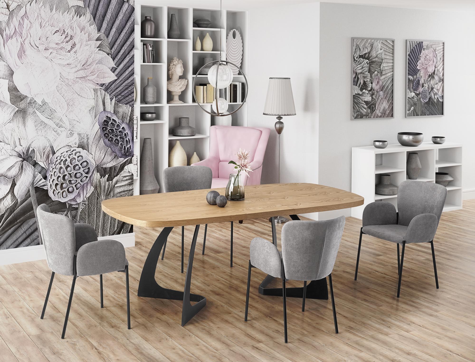 VELDON extension table, color: top – natural oak, legs – black DIOMMI V-CH-VELDON-ST DIOMMI-60-21938 VELDON extension table, color: top – natural oak, legs – black DIOMMI V-CH-VELDON-ST DIOMMI-60-21938