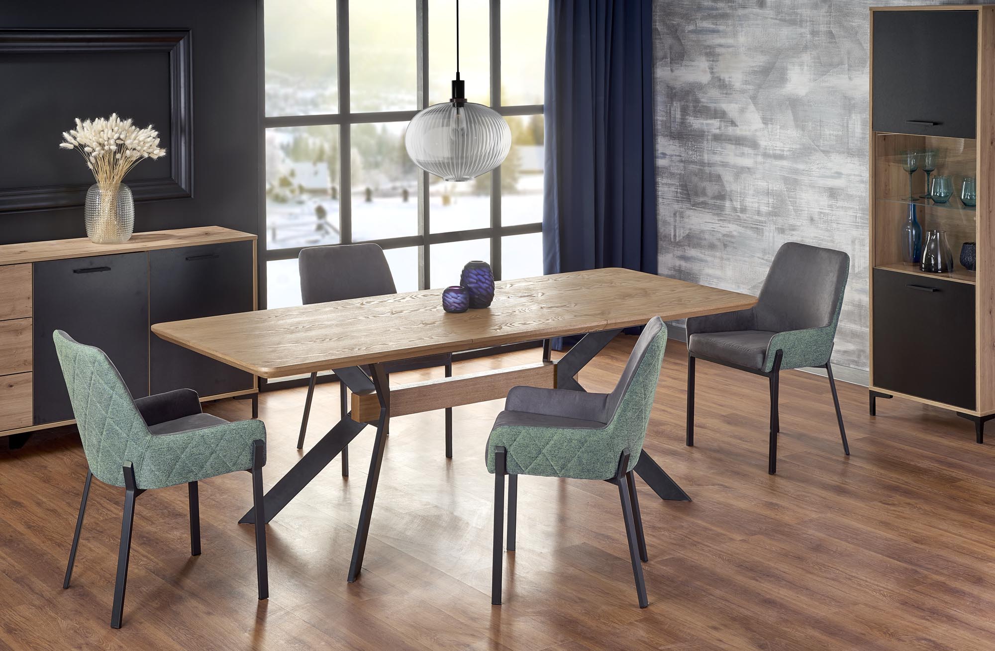 BACARDI extension table, color: top – natural oak, legs – black DIOMMI V-CH-BACARDI-ST DIOMMI-60-20404 BACARDI extension table, color: top – natural oak, legs – black DIOMMI V-CH-BACARDI-ST DIOMMI-60-20404