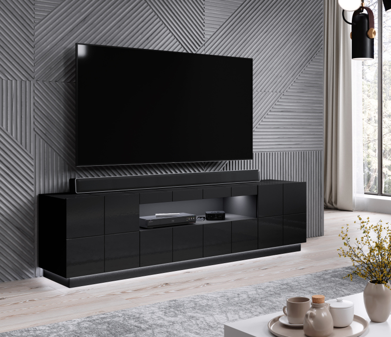 TV stand REJA black gloss/black gloss DIOMMI CAMA-REJA-RTV-CZ/CZ DIOMMI-60-19897 TV stand REJA black gloss/black gloss DIOMMI CAMA-REJA-RTV-CZ/CZ DIOMMI-60-19897