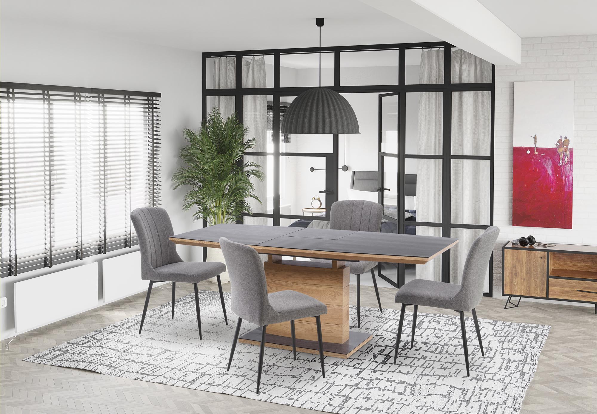 CONCORD extension table, color: top – dark grey, leg – golden oak DIOMMI V-CH-CONCORD-ST DIOMMI-60-20533 CONCORD extension table, color: top – dark grey, leg – golden oak DIOMMI V-CH-CONCORD-ST DIOMMI-60-20533