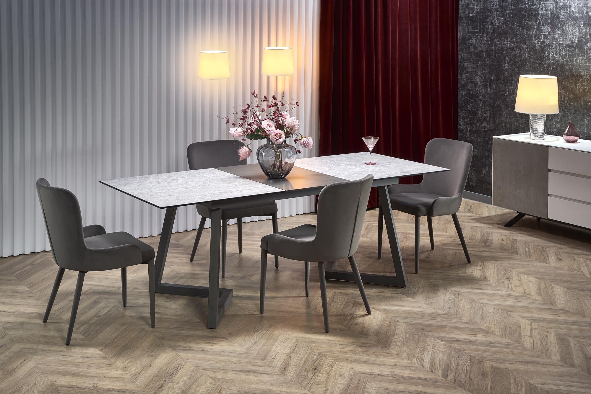 TIZIANO extension table, color: top – light grey / dark grey, legs – dark grey DIOMMI V-CH-TIZIANO-ST DIOMMI-60-21885 TIZIANO extension table, color: top – light grey / dark grey, legs – dark grey DIOMMI V-CH-TIZIANO-ST DIOMMI-60-21885