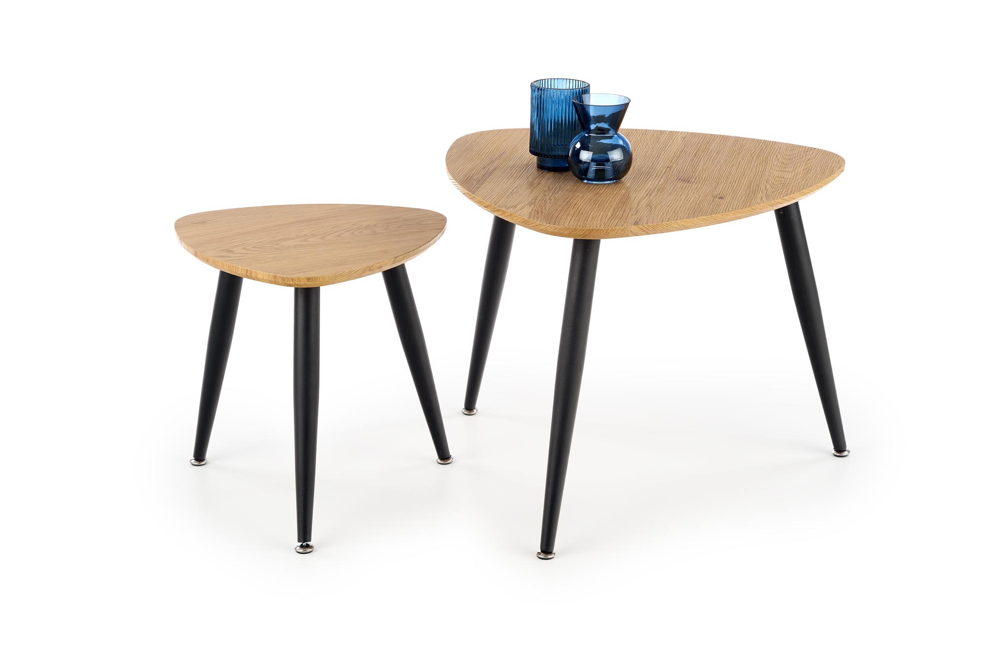 NICEA 2, set of two coffee tables, color: golden oak / black DIOMMI V-CH-NICEA_2-LAW DIOMMI-60-21597