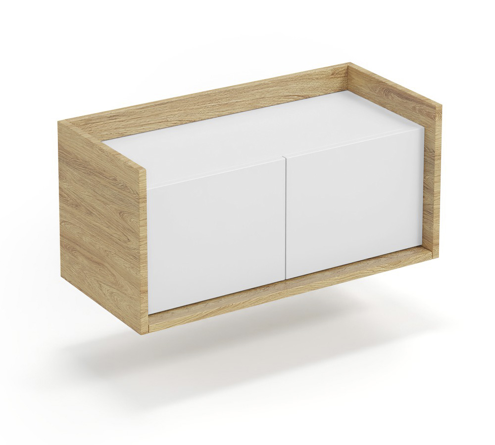 MOBIUS low cabinet 2D color: hikora oak/white DIOMMI V-PL-MOBIUS-SZAFKA NISKA_2D-BIEL DIOMMI-60-22418