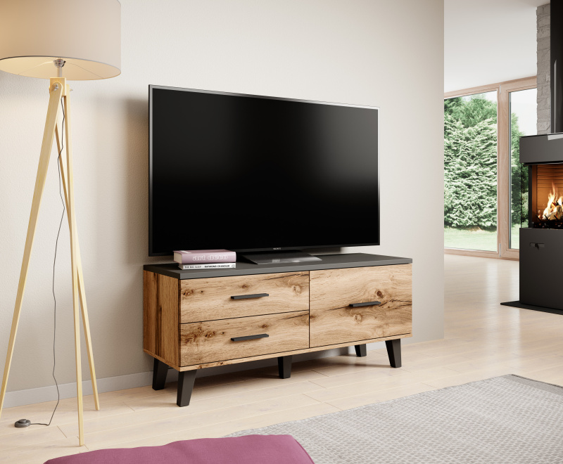 TV stand LOTTA 120 1D2S wotan oak/ black DIOMMI CAMA-LOTTA-RTV-120-1D2S-DWO/CZ DIOMMI-60-19746