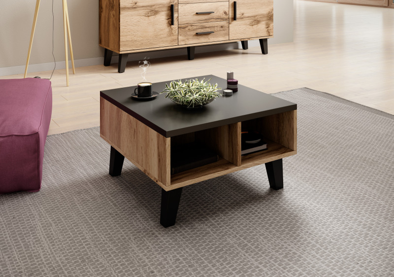 coffee table 60 LOTTA wotan oak/black DIOMMI CAMA-LOTTA-ŁAWA-60-DWO/CZ DIOMMI-60-19744 coffee table 60 LOTTA wotan oak/black DIOMMI CAMA-LOTTA-ŁAWA-60-DWO/CZ DIOMMI-60-19744