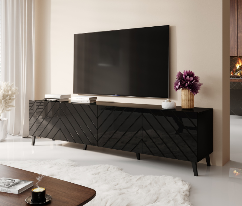 TV stand 200 ABETO mat black/ gloss black DIOMMI CAMA-ABETO-RTV-200-CZ/CZ DIOMMI-60-19645 TV stand 200 ABETO mat black/ gloss black DIOMMI CAMA-ABETO-RTV-200-CZ/CZ DIOMMI-60-19645