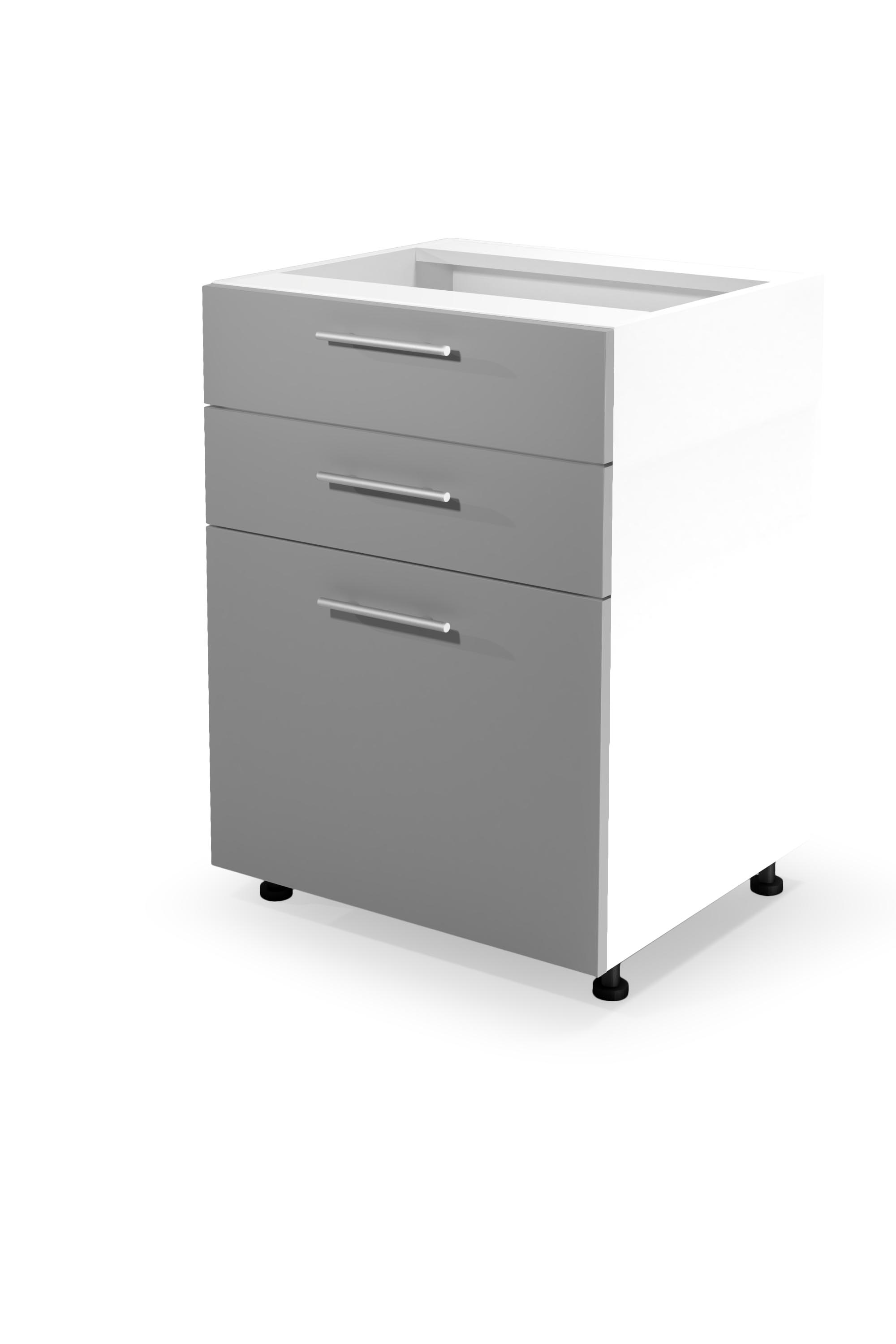 VENTO DS3-60/82 lower cabinet with drawers, color: white/light grey DIOMMI V-UA-VENTO-D3S_H-60/82-J.POPIEL DIOMMI-60-22800