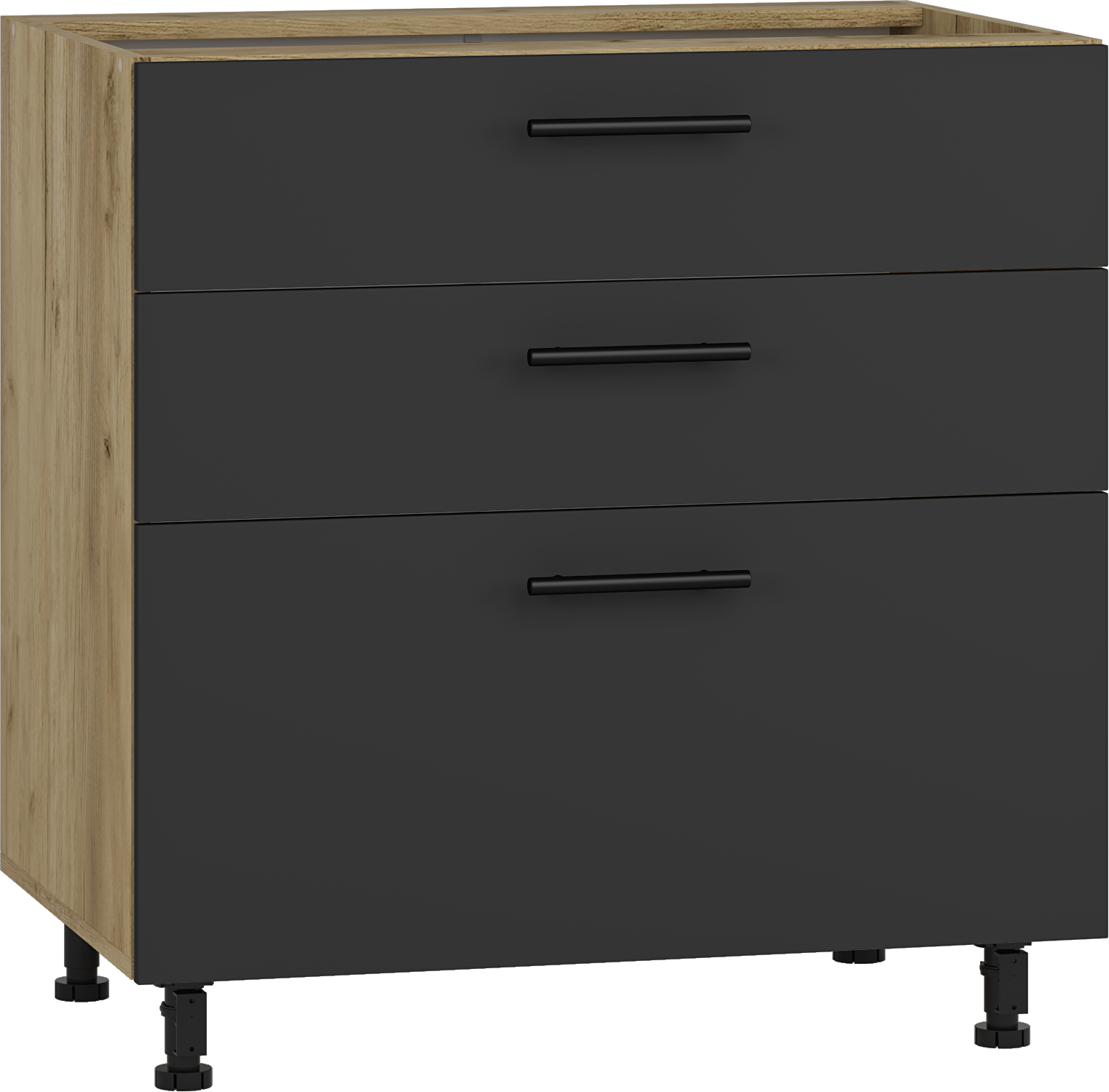 VENTO DS3-80/82 lower cabinet with drawers, color: craft oak/antracite DIOMMI V-UA-VENTO-D3S_H-80/82-ANTRACYT DIOMMI-60-22801