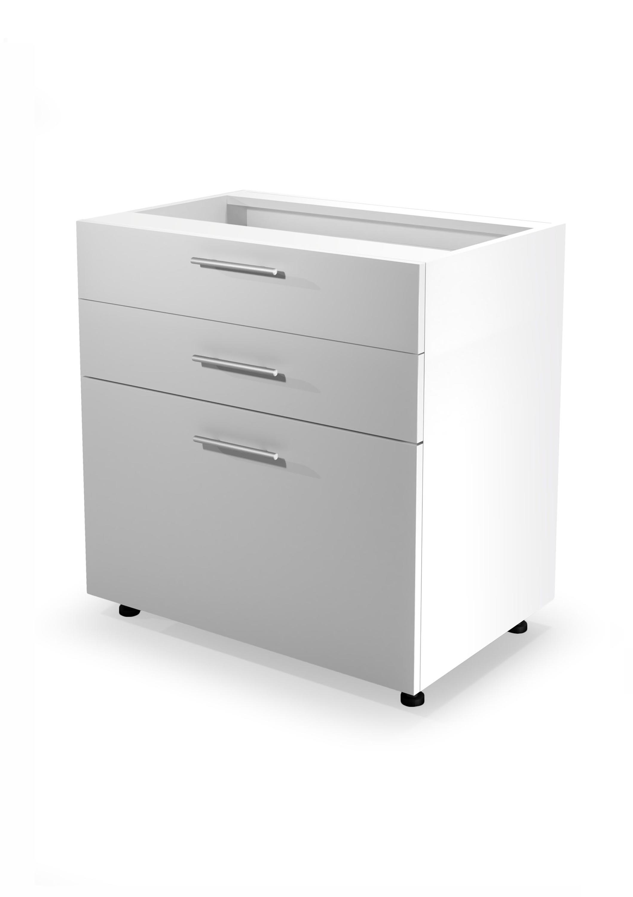 VENTO DS3-80/82 lower cabinet with drawers, color: white/white DIOMMI V-UA-VENTO-D3S_H-80/82-BIAŁY DIOMMI-60-22803