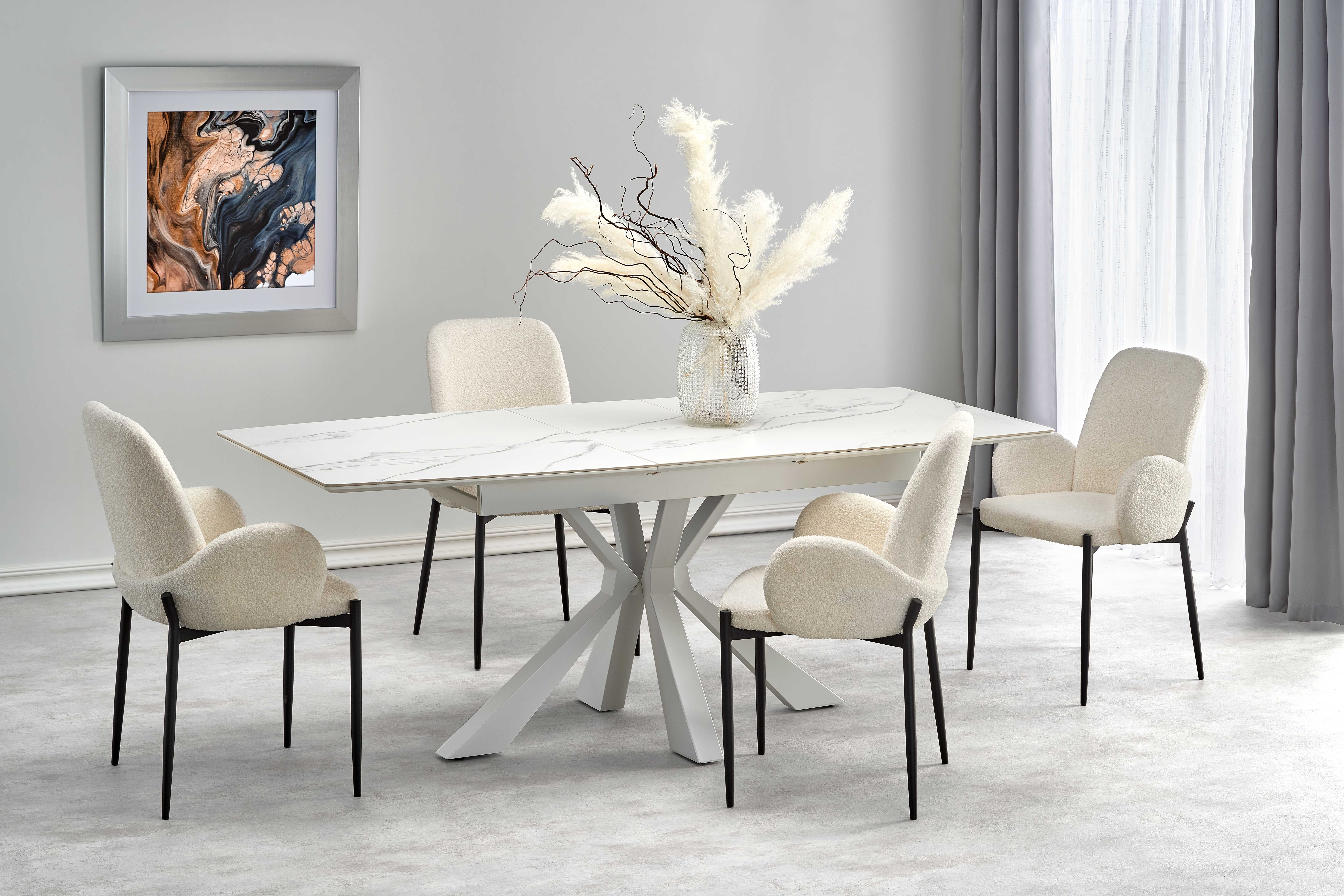 VIVALDI extension table white marble, leg white DIOMMI V-CH-VIVALDI-ST DIOMMI-60-21976 VIVALDI extension table white marble, leg white DIOMMI V-CH-VIVALDI-ST DIOMMI-60-21976