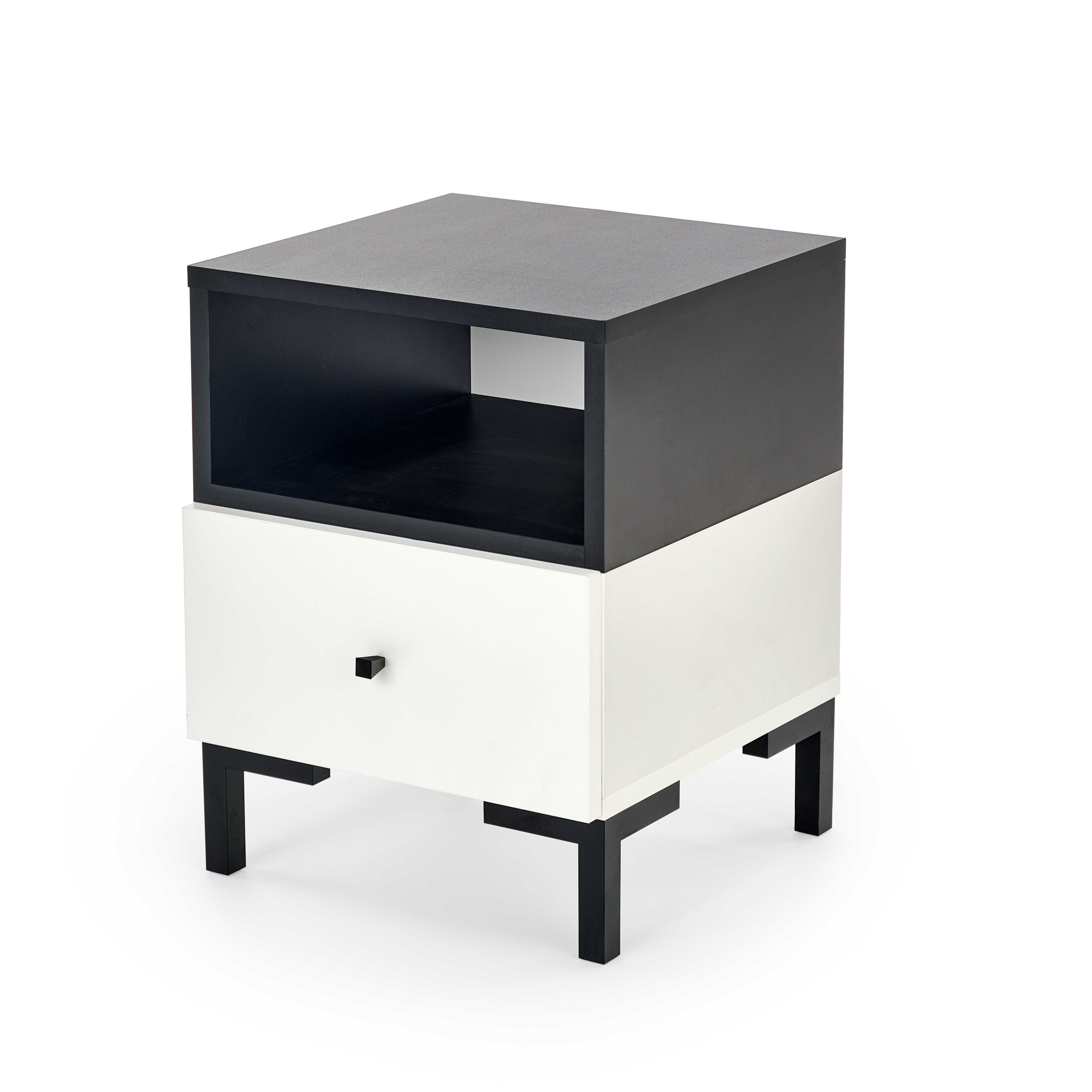SILVIA bedside table, white – black DIOMMI V-PL-SILVIA-SZAFKA_N-BIAŁY/CZARNY DIOMMI-60-22700