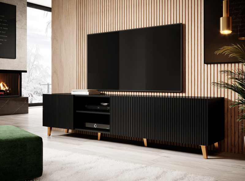PAFOS TV stand 200/4D black/black DIOMMI CAMA-PAFOS-RTV-200-CZ/CZ DIOMMI-60-19857 PAFOS TV stand 200/4D black/black DIOMMI CAMA-PAFOS-RTV-200-CZ/CZ DIOMMI-60-19857