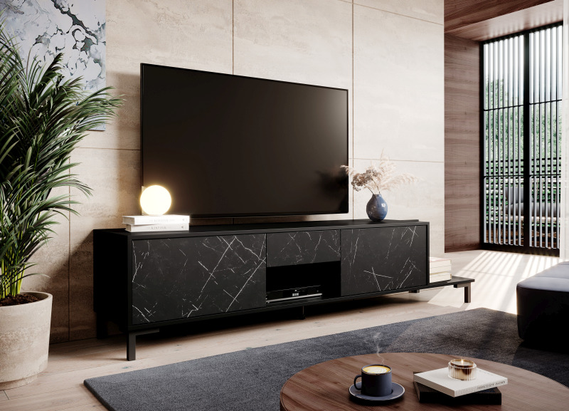 MARMO TV STAND RTV 2D1S1K black DIOMMI CAMA-MARMO-RTV2D1S1K-CZARNY DIOMMI-60-19769 MARMO TV STAND RTV 2D1S1K black DIOMMI CAMA-MARMO-RTV2D1S1K-CZARNY DIOMMI-60-19769