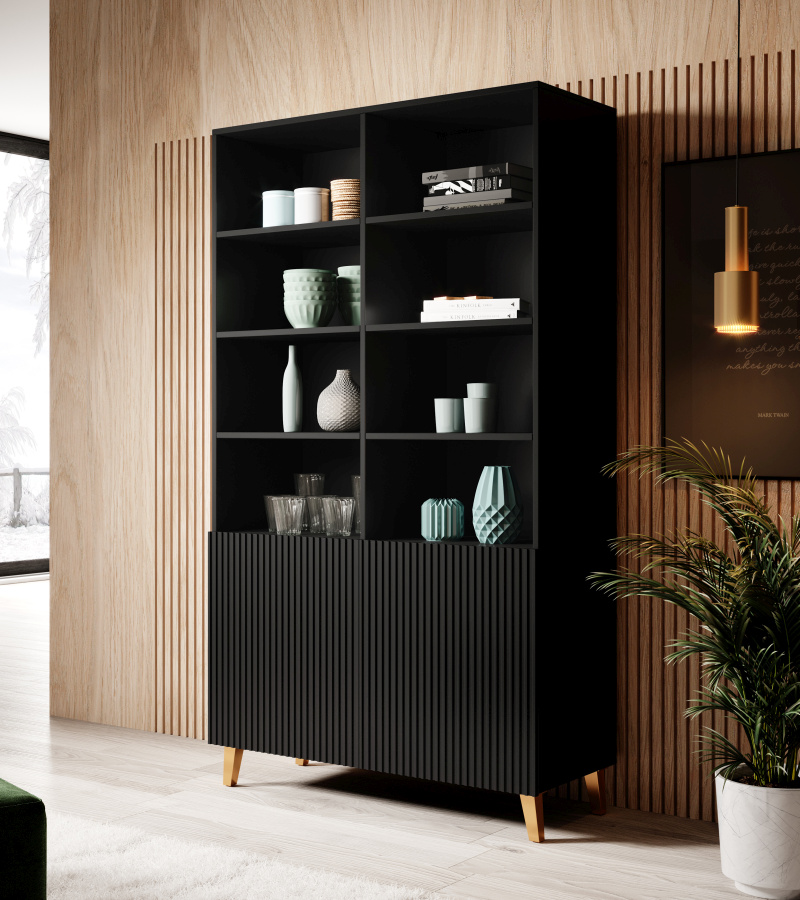 PAFOS Standing bookcase black/black DIOMMI CAMA-PAFOS-REGAL-CZ/CZ DIOMMI-60-19851