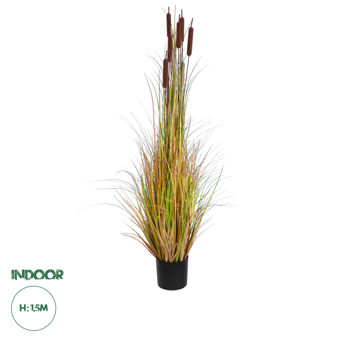 20114 GloboStar®  Artificial Garden TYPHA ANGUSTIFOLIA GRASS 20114 Τεχνητό Διακοσμητικό Φυτό Γρασίδι της Τύφας Υ150cm