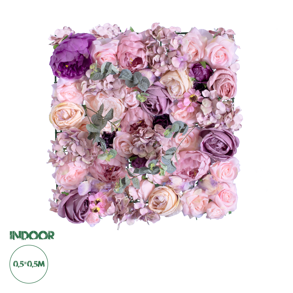 20265 GloboStar®  Artificial Garden AMBROSIA 20265 Τεχνητό Διακοσμητικό Πάνελ Λουλουδιών - Κάθετος Κήπος σύνθεση Αμβροσία Μ50 x Π50 x Υ9cm