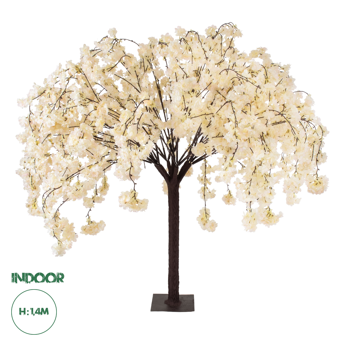 20358 GloboStar®  Artificial Garden SALMON CHERRY BLOSSOM TREE 20358 Τεχνητό Διακοσμητικό Δέντρο Μπεζ Άνθος Κερασιάς Υ140cm