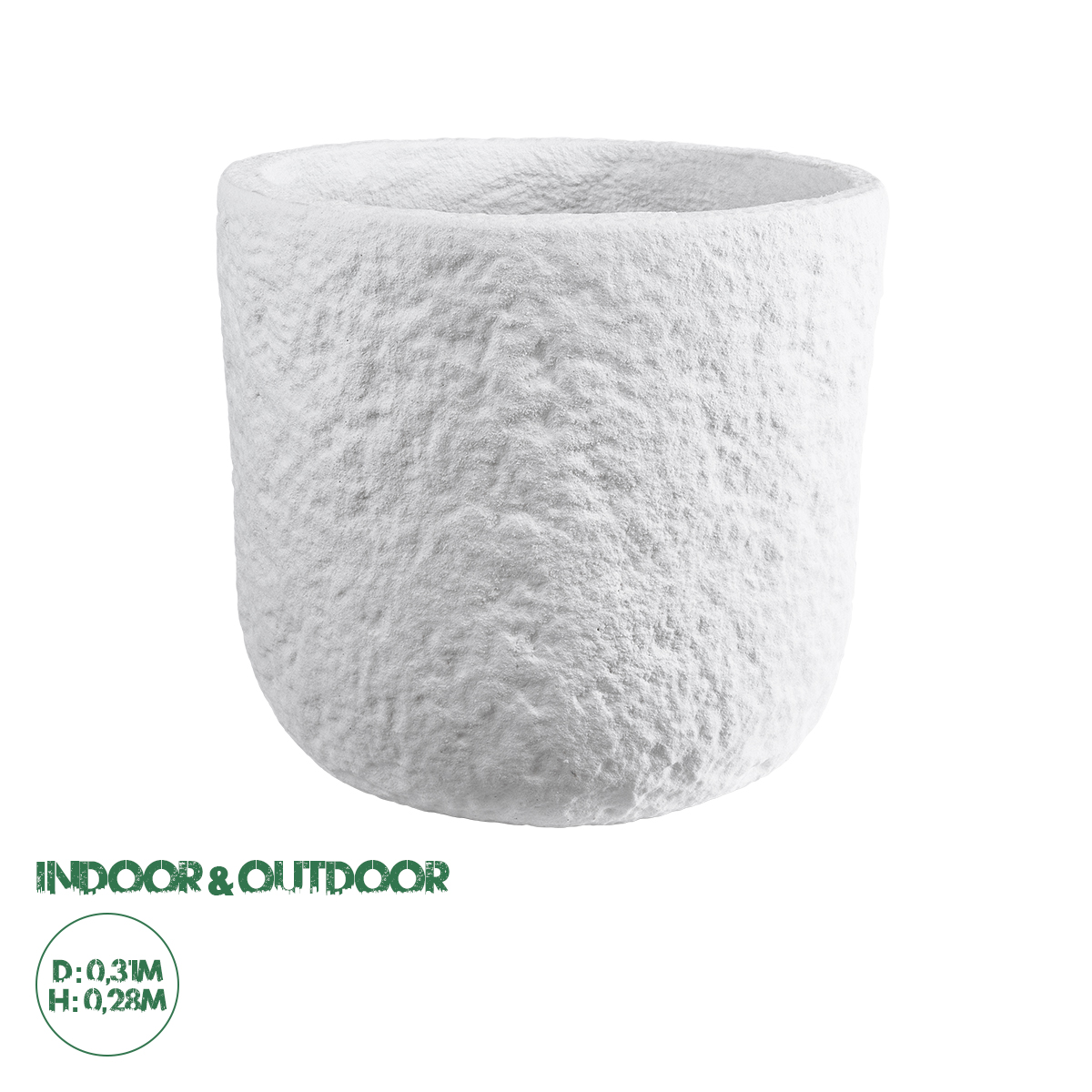 20710 GloboStar®  Artificial Garden MALVEN 20710 Επιδαπέδιο Πολυεστερικό Τσιμεντένιο Κασπώ Γλάστρα - Flower Pot Λευκό Φ31 x Υ28cm