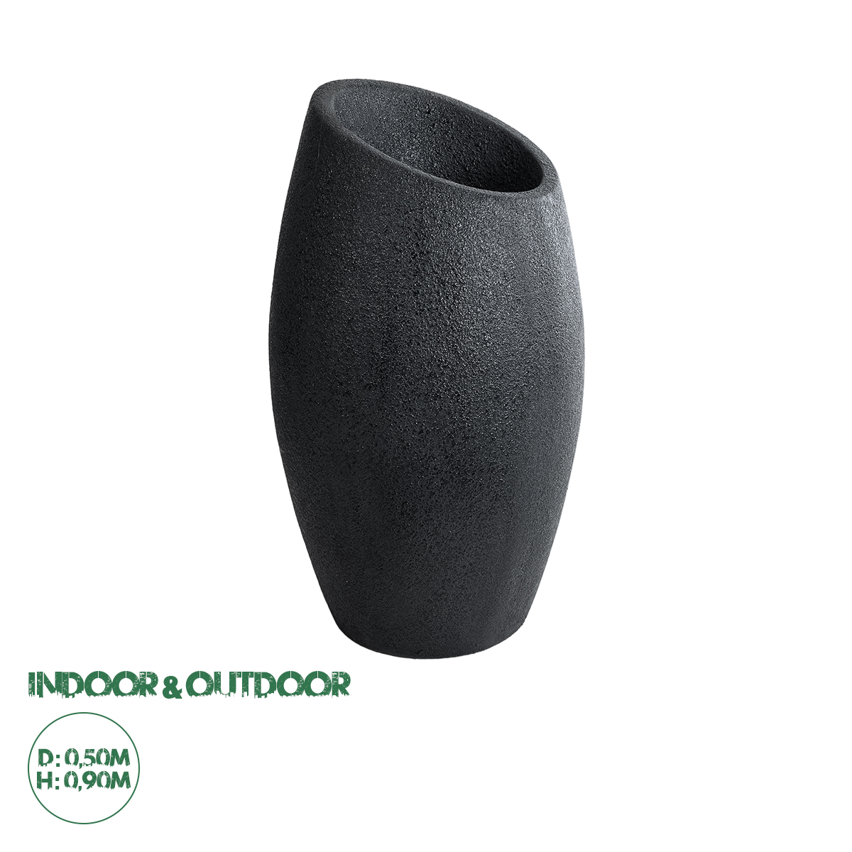 20731 GloboStar®  Artificial Garden MESTRE 20731 Επιδαπέδιο Πολυεστερικό Τσιμεντένιο Κασπώ Γλάστρα – Flower Pot Μαύρο Φ50 x Υ90cm