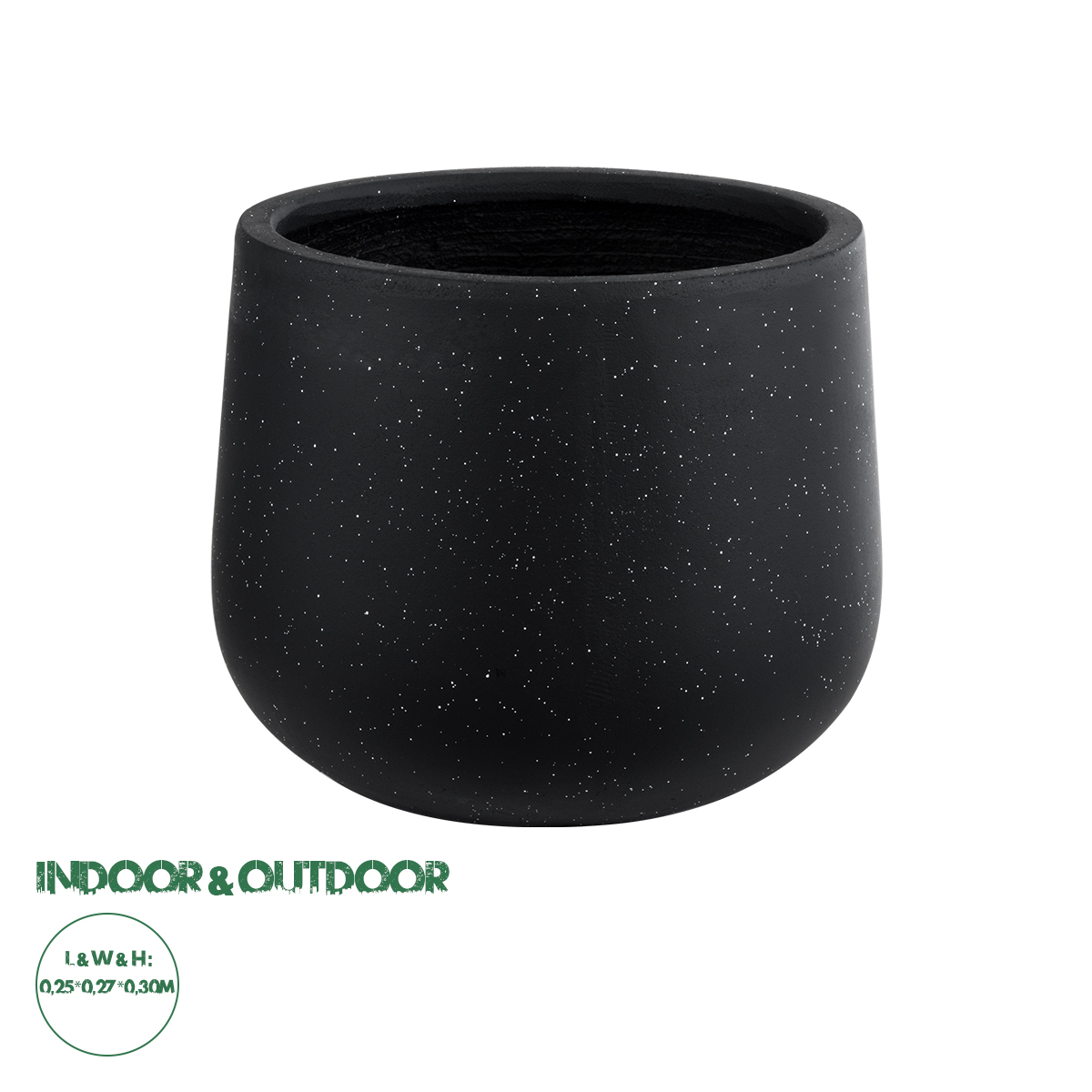20801 GloboStar®  Artificial Garden MAYFAIR 20801 Διακοσμητικό Πολυεστερικό Τσιμεντένιο Κασπώ Γλάστρα - Flower Pot Μαύρο με Λευκές Λεπτομέριες Μ25 x Π27 x Υ30cm