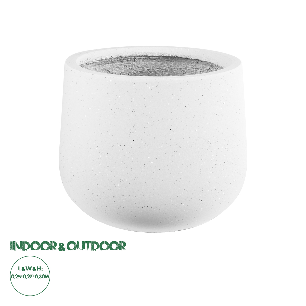 20802 GloboStar®  Artificial Garden CHELSEA 20802 Διακοσμητικό Πολυεστερικό Τσιμεντένιο Κασπώ Γλάστρα - Flower Pot Λευκό με Μαύρες Λεπτομέριες Μ25 x Π27 x Υ25cm