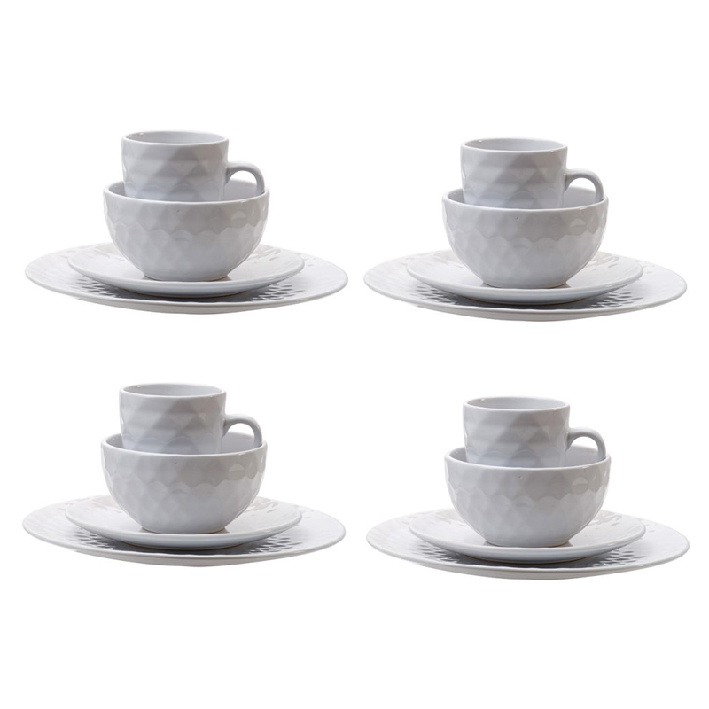 Artekko Dinnerware Λευκό Κεραμικό Σερβίτσιο Φαγητού (27x27x2)cm 16pcs Artekko 2137-CREA-DS