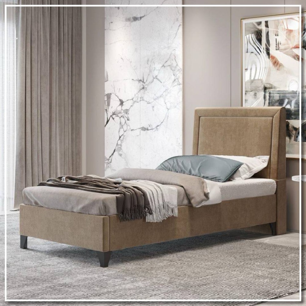 Κρεβάτι διπλό “MILANO” από ύφασμα σε χρώμα εκρού 160x200x120 219-00083 Κρεβάτι διπλό “MILANO” από ύφασμα σε χρώμα εκρού 160x200x120 219-00083