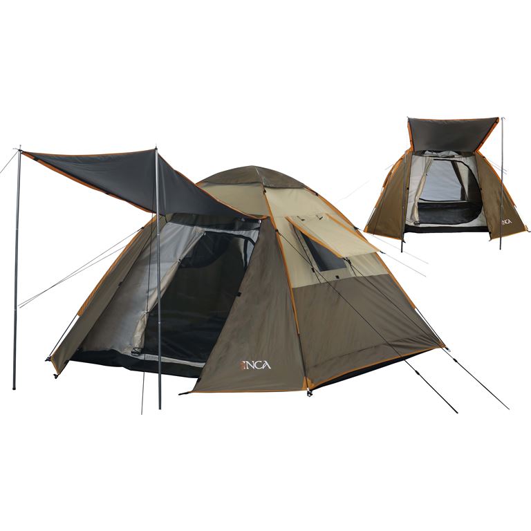 Σκηνή Camping Αυτόματη 3-4 Ατόμων INCA Natura Καφέ Pop-UP με ύφασμα Oxford