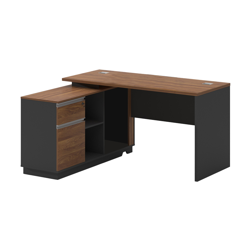 Intrahome Γραφείο επαγγελματικό με αριστερή γωνία Oscar Intrahome μελαμίνη σε καρυδί-ανθρακί απόχρωση 140x120x76εκ | SKU: INTRAPA-357111131