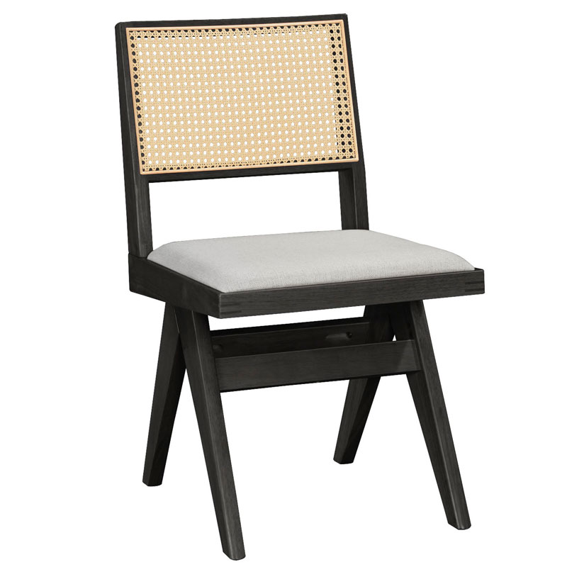 Καρέκλα Winslow pakoworld ξύλο rubberwood μαύρο-pvc rattan φυσικό-ύφασμα γκρι 247-000003 Καρέκλα Winslow pakoworld ξύλο rubberwood μαύρο-pvc rattan φυσικό-ύφασμα γκρι 247-000003